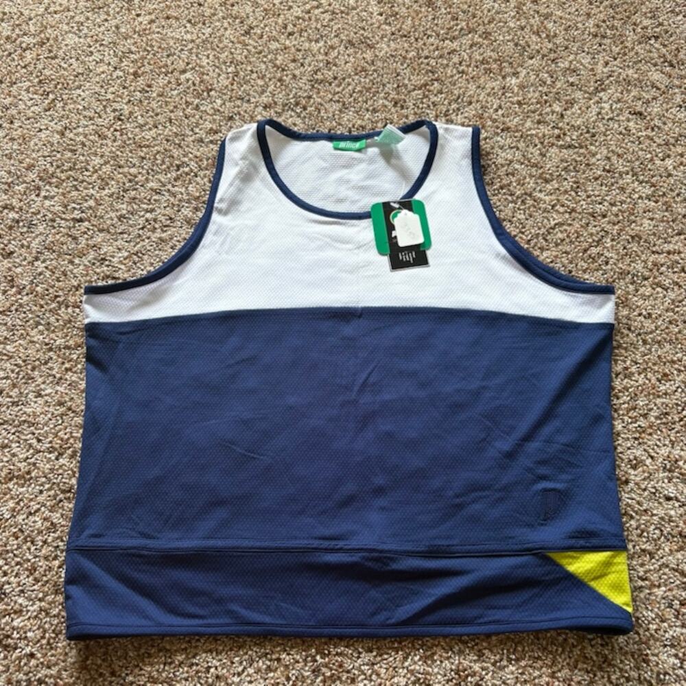 Prince Women’s XXL Danielle Tank Top Active Tennis White/Blue NWT